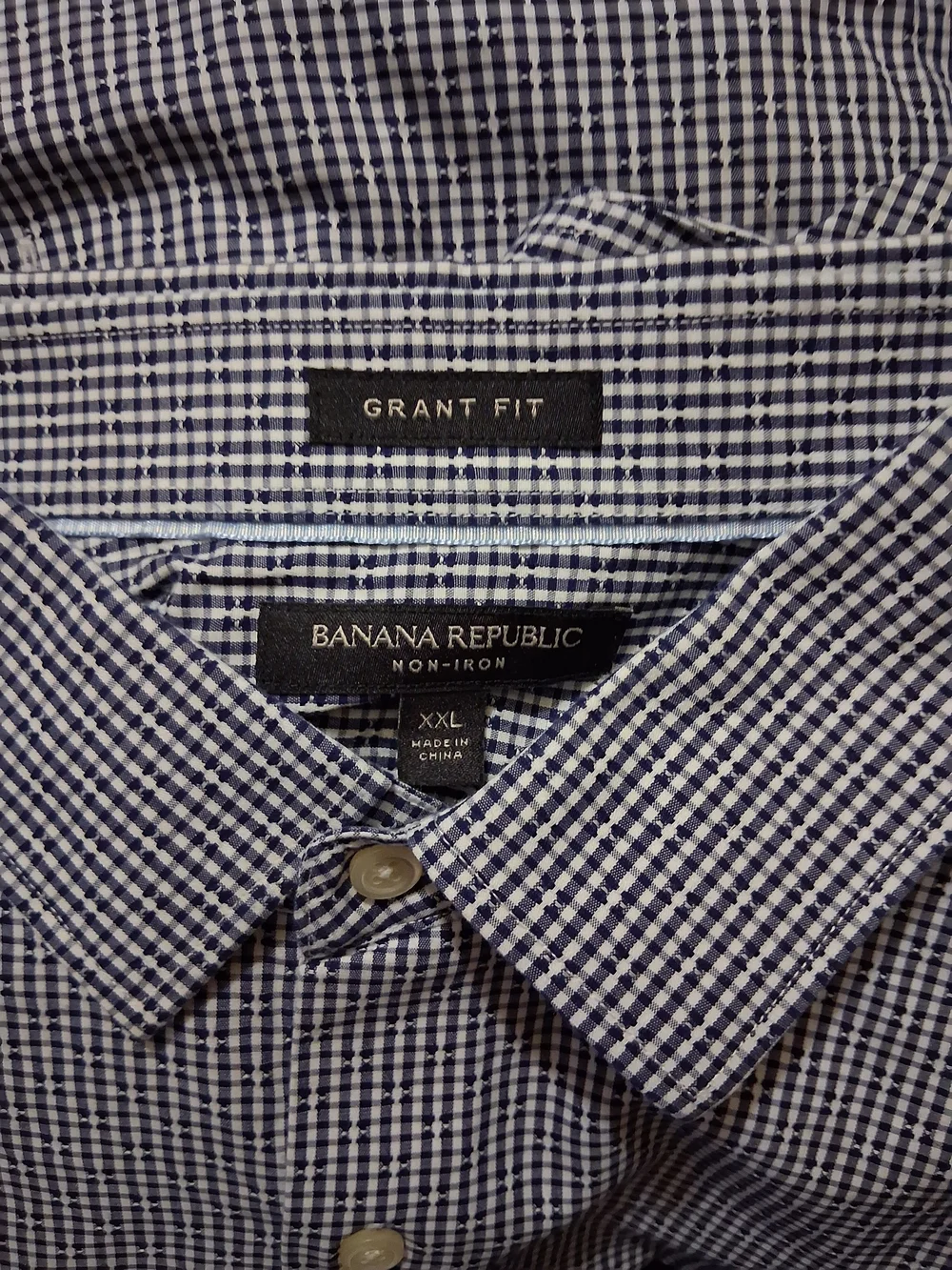 Banana Republic Men's Navy Check Grant Fit Shirt